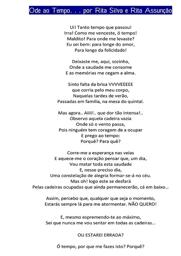 Odes à moda de Álvaro de Campos 12.º B 1920 DS 18